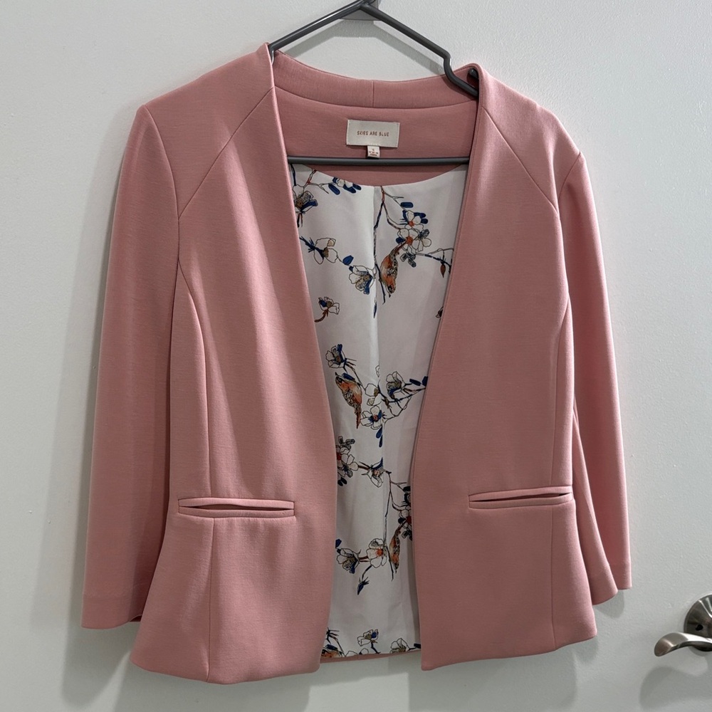 Skies Are Blue Pink Blazer with Floral Lining